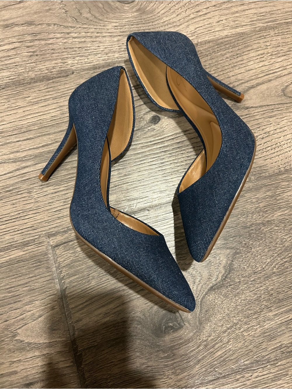 Jessica Simpson Denim Livvy Pointed-Toe D’orsay Pumps in Dark Blue - Picture 4 of 5